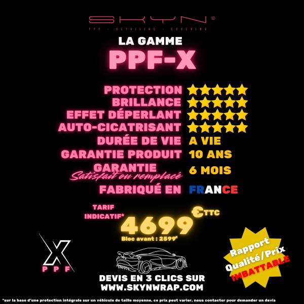Le haut-de-gamme des films de protection PPF de chez SKYN Wrap « PPF-X » à Montpellier et sa région